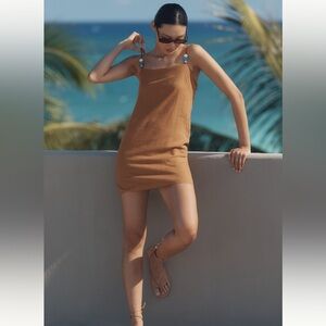 Anthropologie Celandine Linen Blend Mini Shift Dress